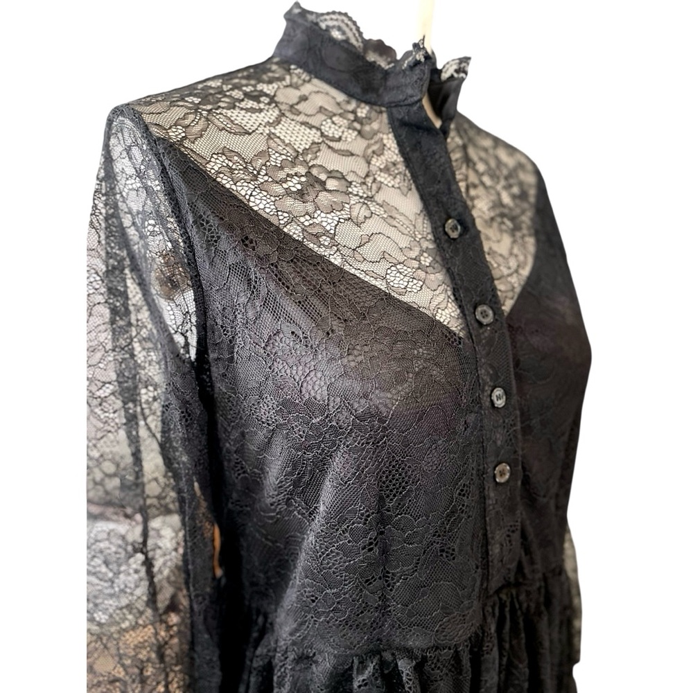 ❤️ Dark Victorian x Gothic Black Long Sleeved Maxi Dress - Picture 9 of 11